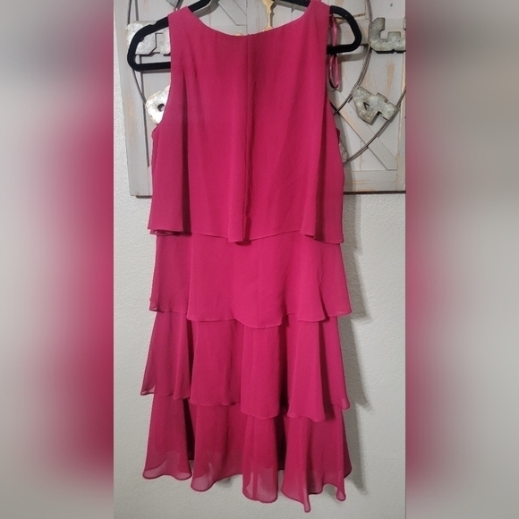 SLNY ruffled fushia dress - Picture 3 of 5